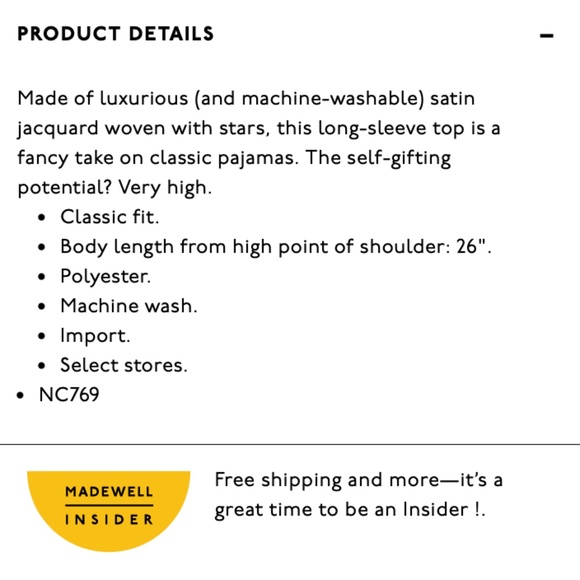 Madewell Night Stars Satin Bedtime Long-Sleeve Pajama Top - Picture 7 of 11